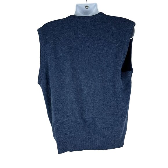 Janzen Mens XL Navy Blue Knit Sleeveless Sweater Vest Vintage V Neck Made In USA - Picture 4 of 5
